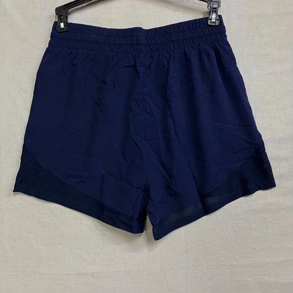 SILKWORLD Women's S Dark Blue High Waist Running Zipper Pockets Athletic Shorts - Picture 8 of 10